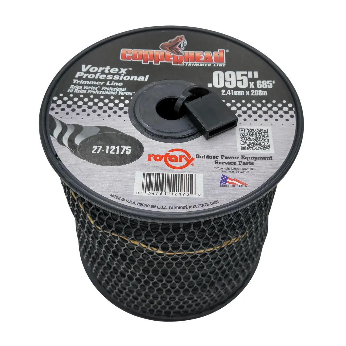.095" Trimmer Line W/Cutter Rotary Vortex Medium Spool Black (12175) 1