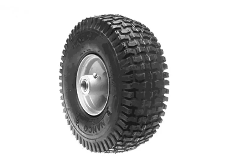 4.10X4 Snapper Wheel & Tire P/N 7052267Yp (3-1/4" Offset Hub, 3/4" Id - White Rim) 1