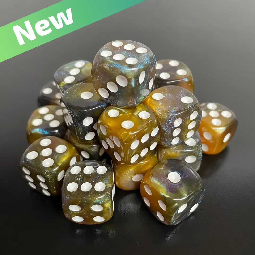16Mm Dice Glossy Pearl Golden-Black (White Pips) 1