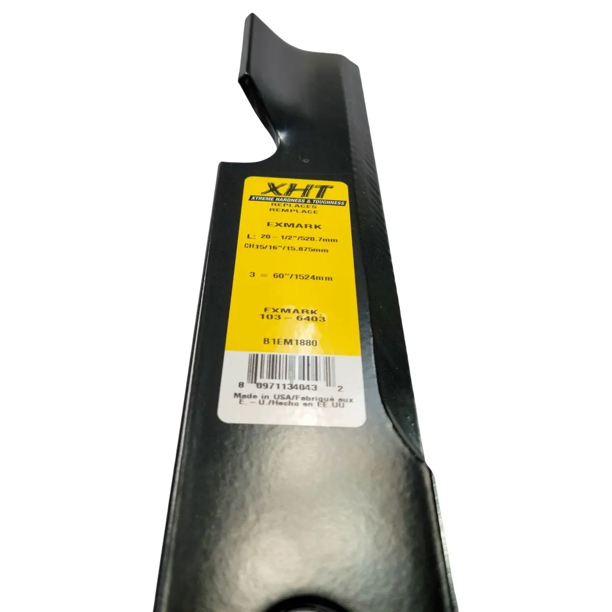 60" Exmark Xht Marbain Steel Hi-Lift Blade (20-1/2" Long X 15/16" Hole) 1