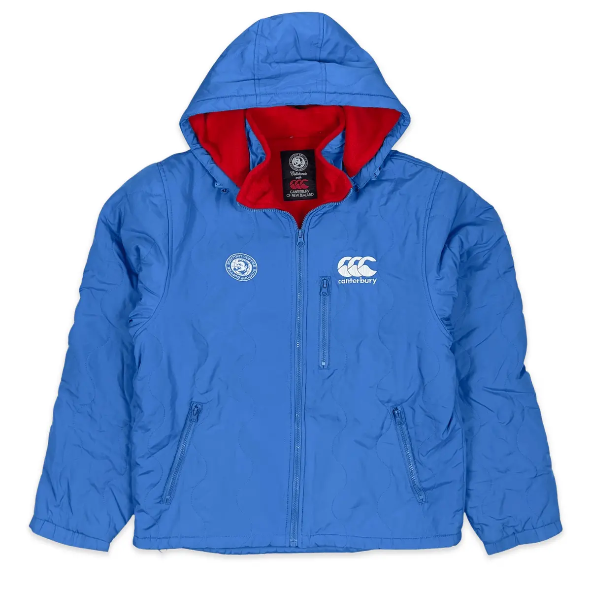 1990S Japan Suntory Boss Coffee Canterbury Insulated Hooded Jacket Blue 1