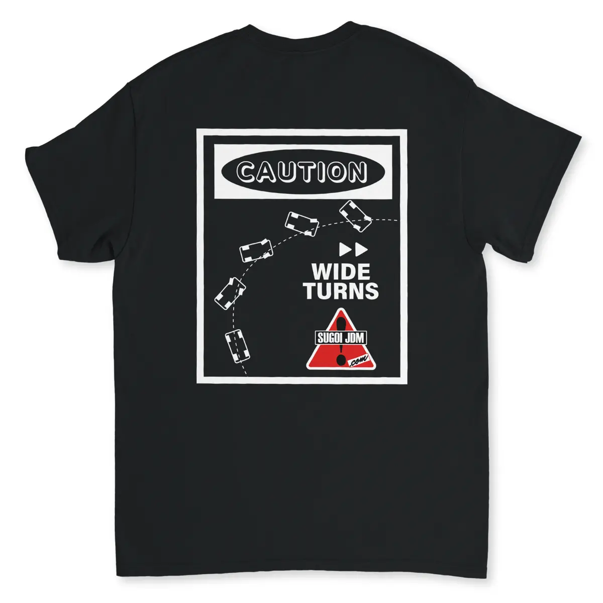1990S Legacy Caution Wide Turns Sugoi Jdm Drift Speed Team Shirt Black 1