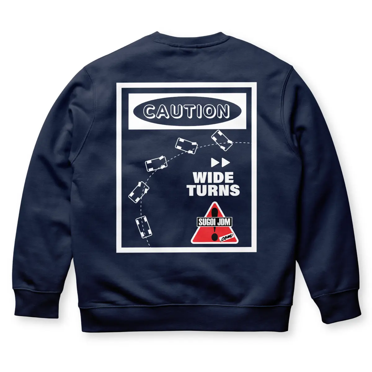 1990S Legacy Caution Wide Turns Sugoi Jdm Drift Speed Team Sweatshirt Blue 1