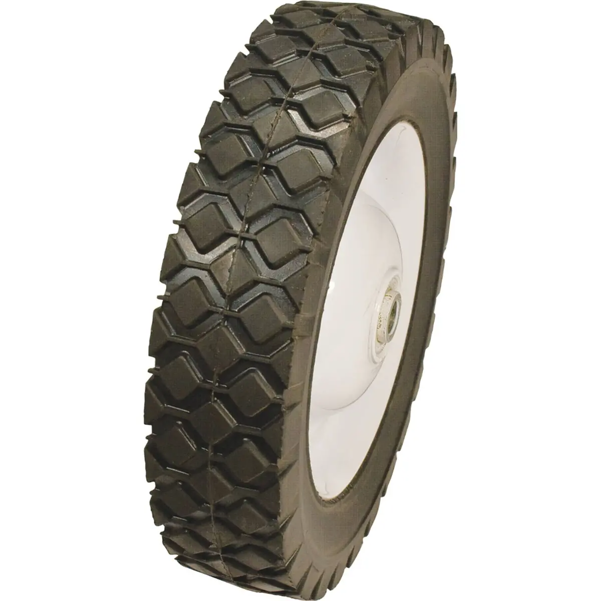 8X1.75 White Metal Push Mower Wheel (1-5/8" Offset Hub X 7/16" Id) Snapper 1