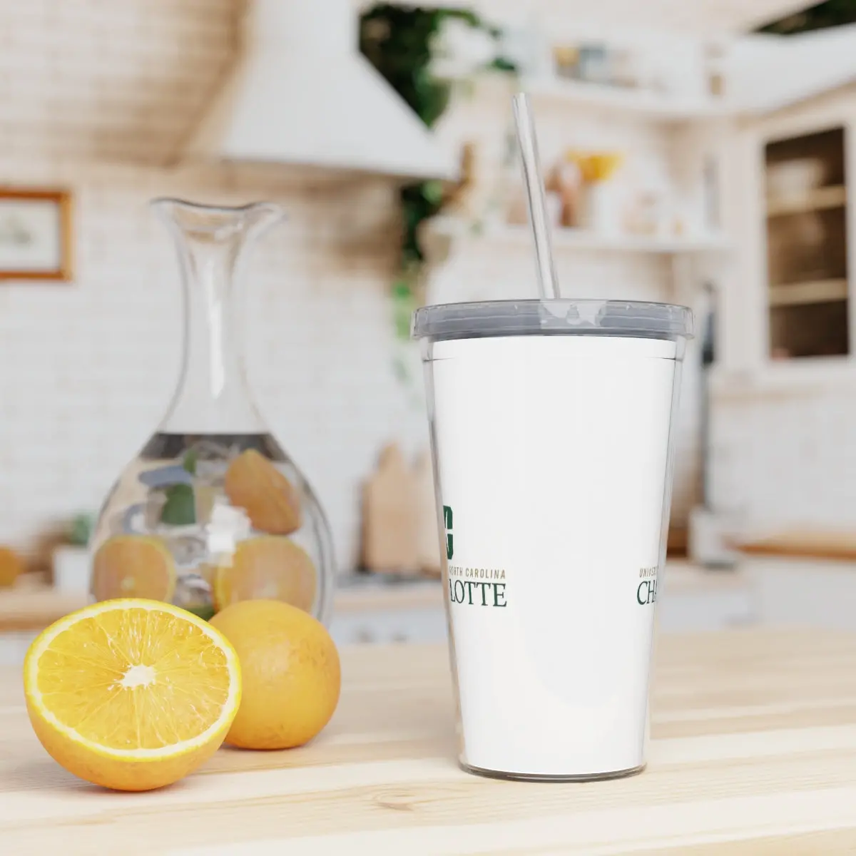 Uncc Plastic Tumbler With Straw 1