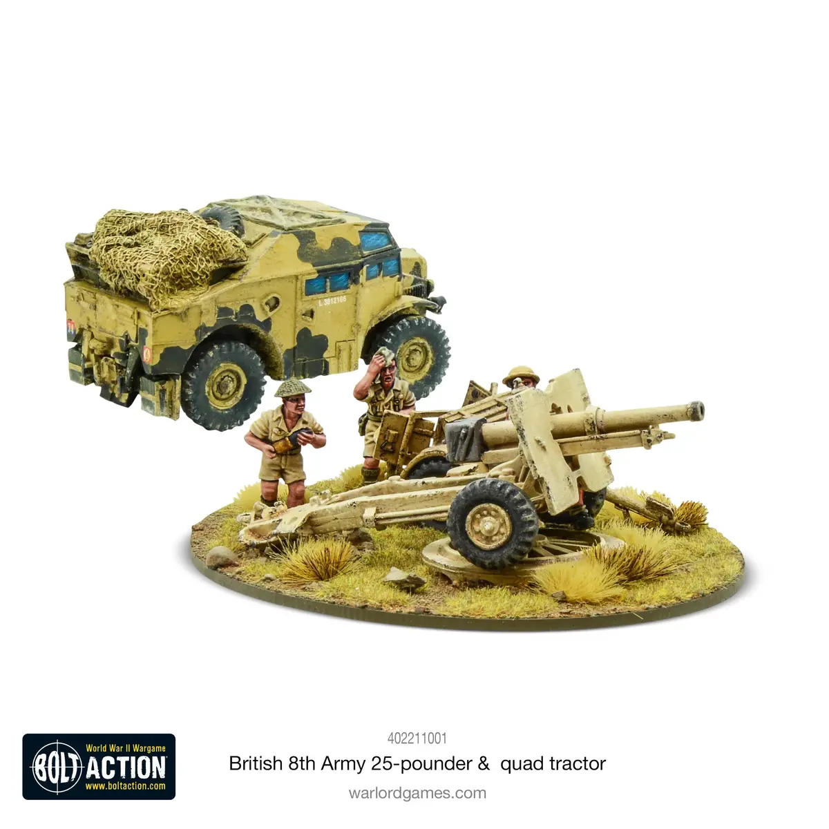 8Th Army 25 Pounder Light Artillery, Quad & Limber (Small Box) 1