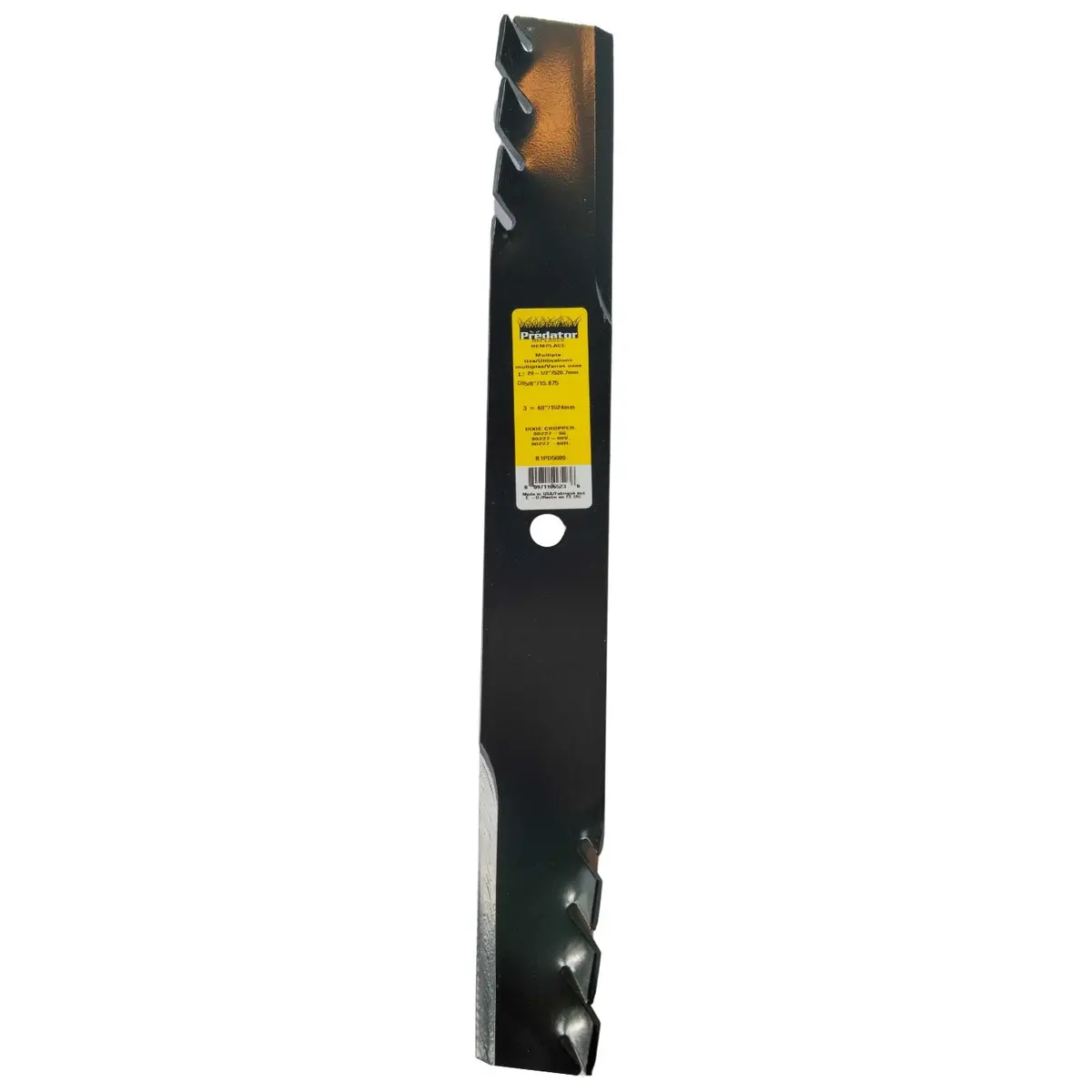 60" Deck Mower Blade 'Predator' Mulching (20.5" Long X 5/8" Hole) Marbain Steel 1