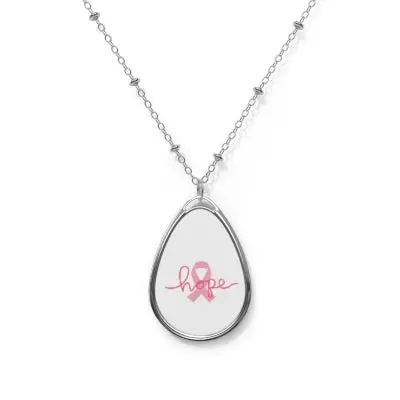 Breast Cancer Awareness Oval Necklace 1