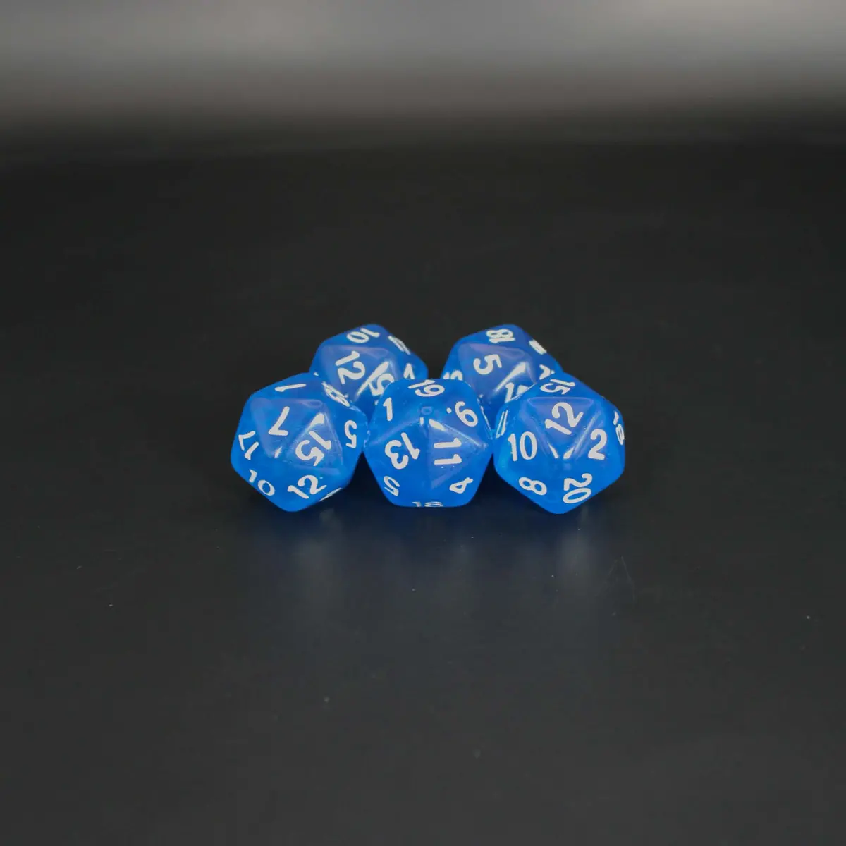D20s (5) Transparent Blue Dice 1