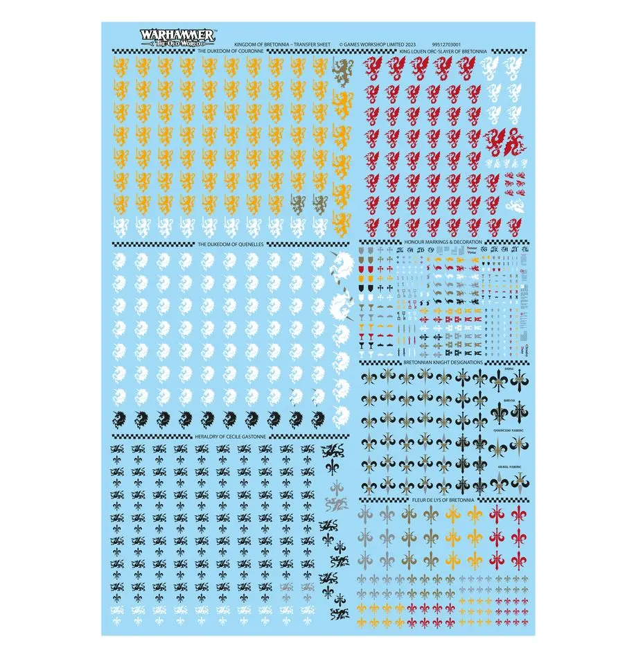 Kingdom Of Bretonnia Transfer Sheet 1
