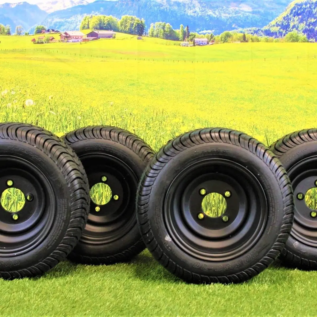 205/50-10 With 10X7 Matte Black Wheels For Golf Cart (Set Of 4) 1