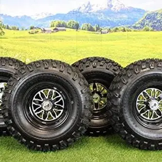 22X11.00-10 With 10X7 Fusion Glossy Black Wheels For Golf Cart (Set Of 4) 1
