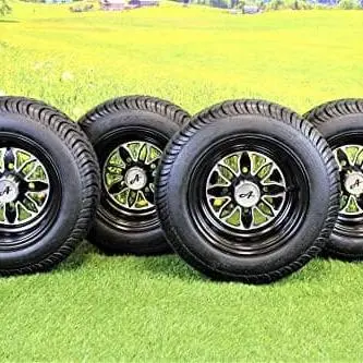 205/50-10 With 10X7 Fusion Glossy Black Wheels For Golf Cart (Set Of 4) 1