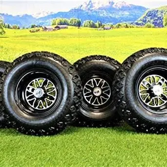 20X10.00-10 With 10X7 Fusion Glossy Black Wheels For Golf (Set Of 4) 1