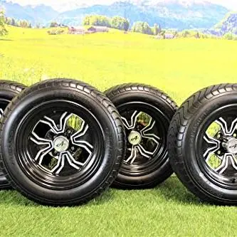 215/50-12 Glossy Black Fusion Aluminum Assemblies (Set Of Four) - Fits All Golf Carts 1