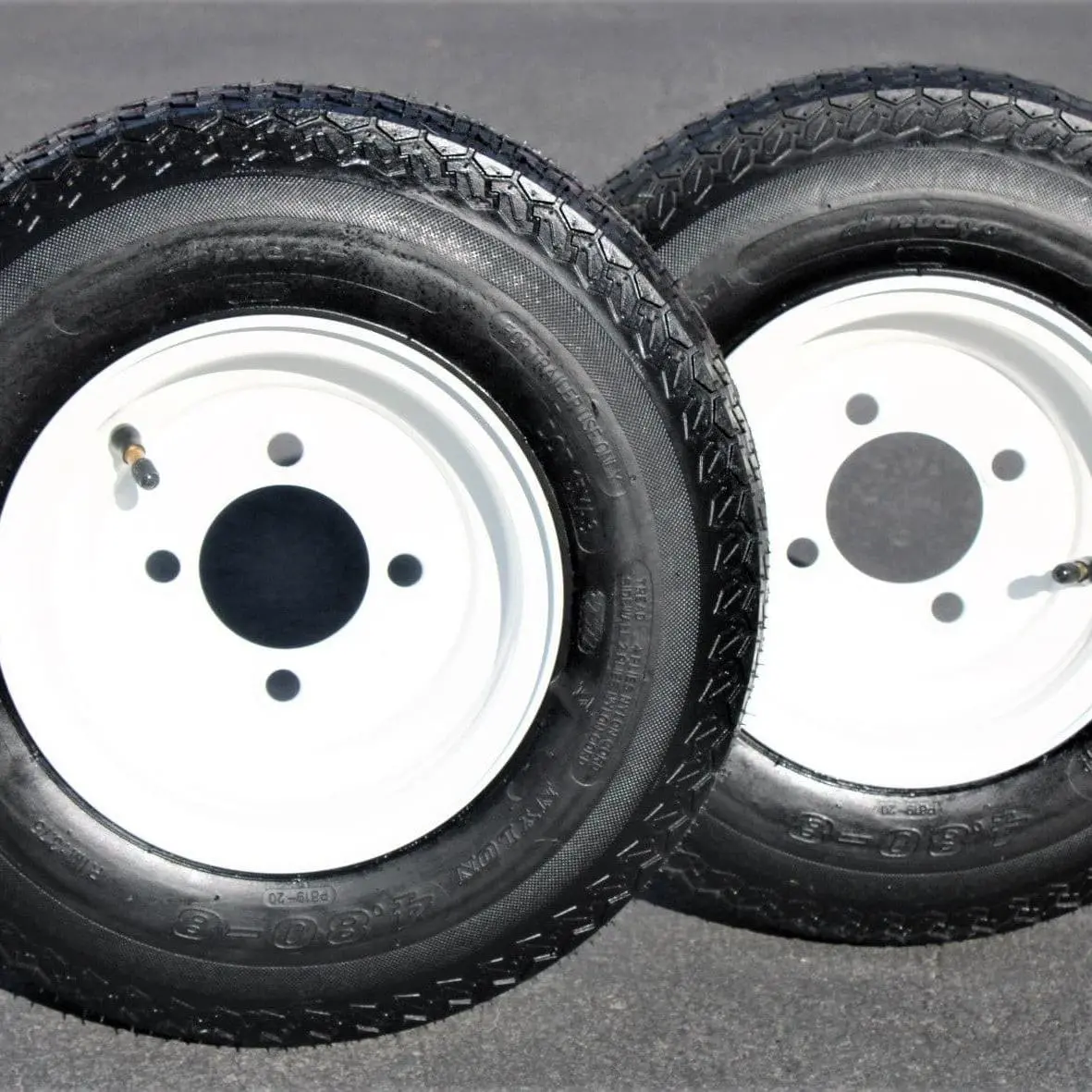 2-Pack Antego Trailer Tire On Rim 480-8 4.80-8 Load C 4 Lug White Wheel 1