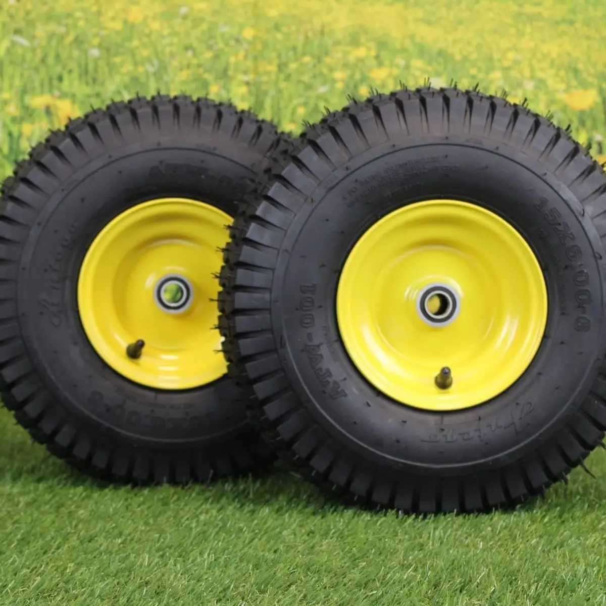 15X6.00-6 Tires & Wheels 4 Ply For Lawn & Garden Mower Turf Tires .75" Bearing (Set Of 2) 1