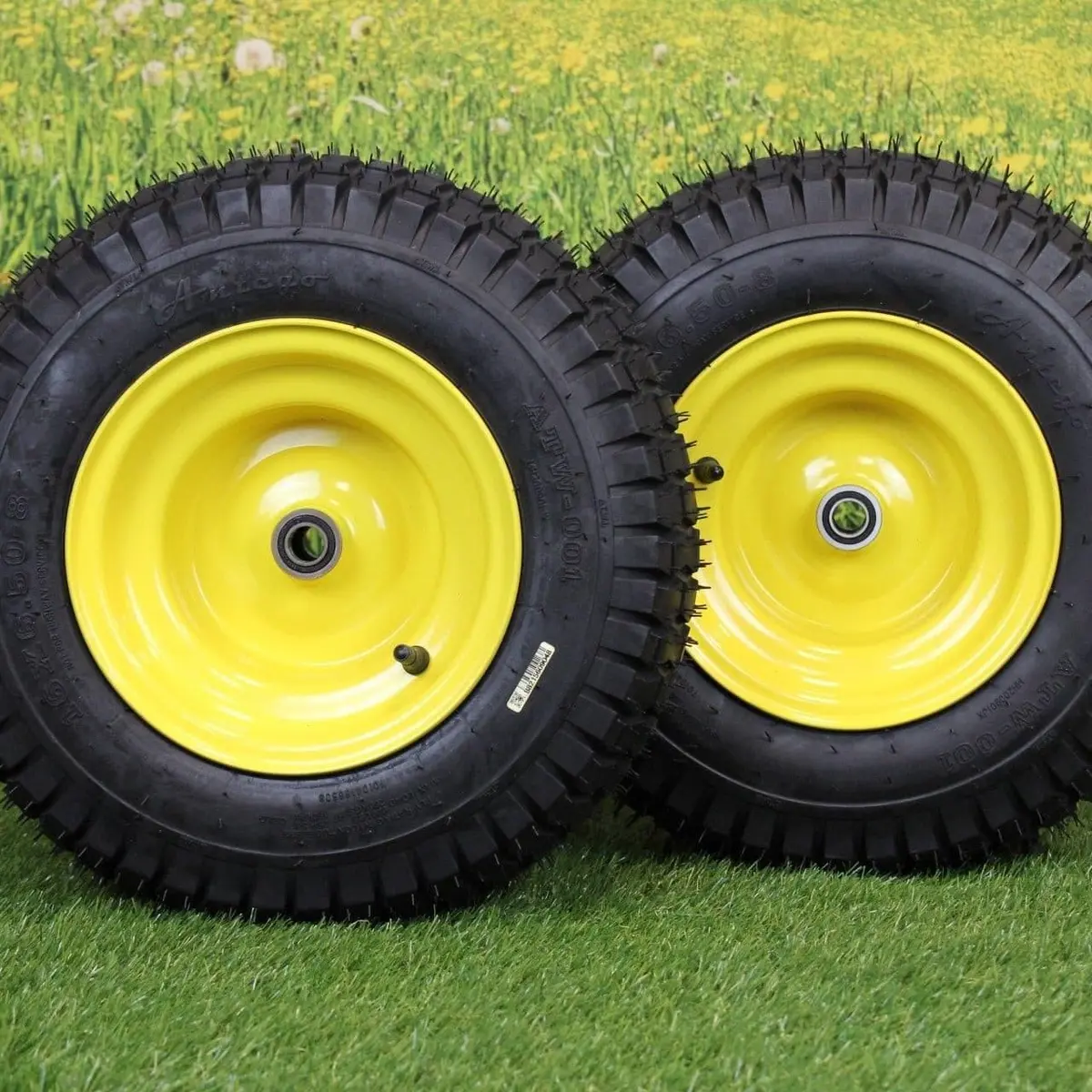16X6.50-8 Tires & Wheels 4 Ply For Lawn & Garden Mower Turf Tires .75" Bearing (Set Of 2) 1