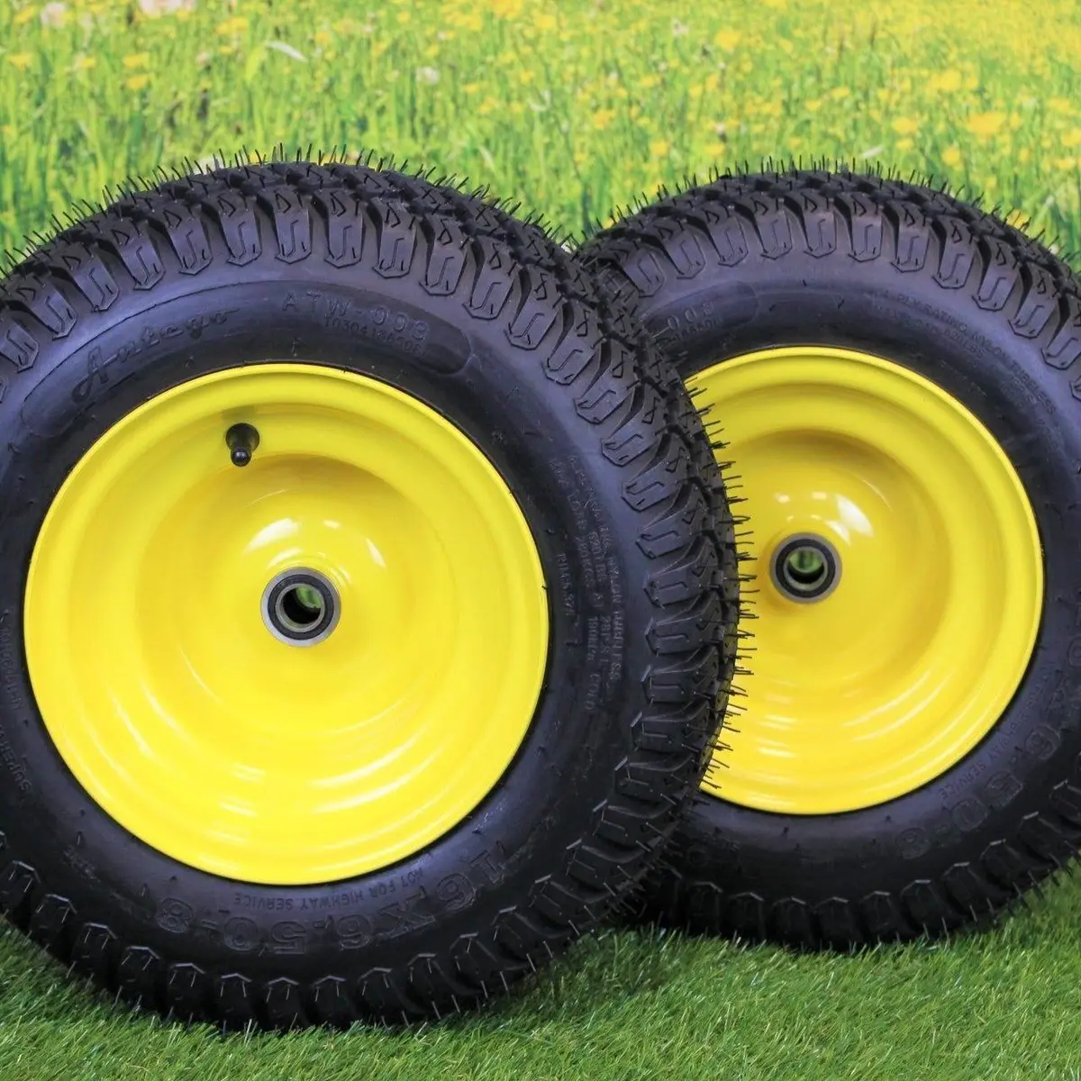 (Set Of 2) 16X6.50-8 Turf Tire & Wheel Assembly .75 Precision Ball Bearing - Atw-003 1