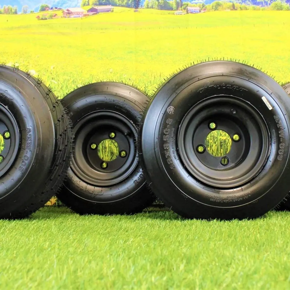 18X8.50-8 With 8X7 Matte Black Wheel  For Lawn Mower And Golf Application (Set Of 4) 1