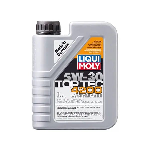 Liqui Moly Top Tec 4200 5W30 Motor Oil - 1 L / Aceite Para Motor Liqui Moly Sae 5W30 Top Tec 4200 1 Litro
Precios Incluyen I.S.V. 1