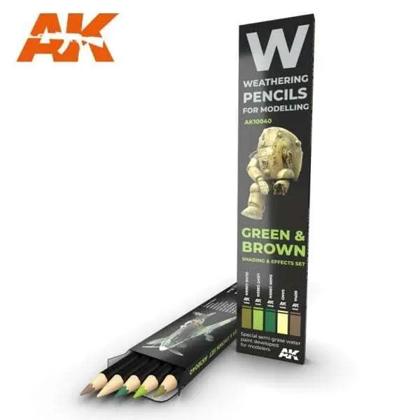 Watercolor Pencil Green & Brown Camouflages Set 1