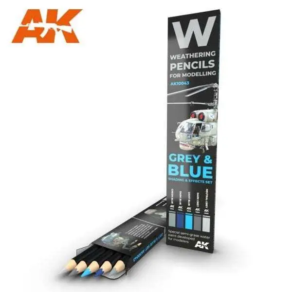 Watercolor Pencil Grey & Blue Camouflages Set 1