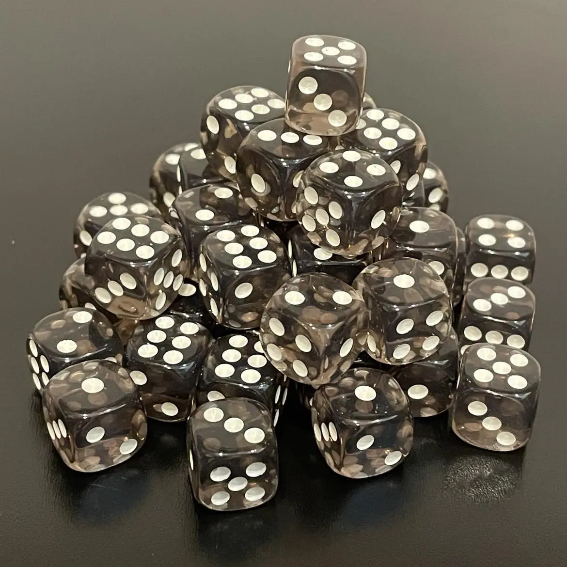 12Mm Dice Transparent Black (48) 1
