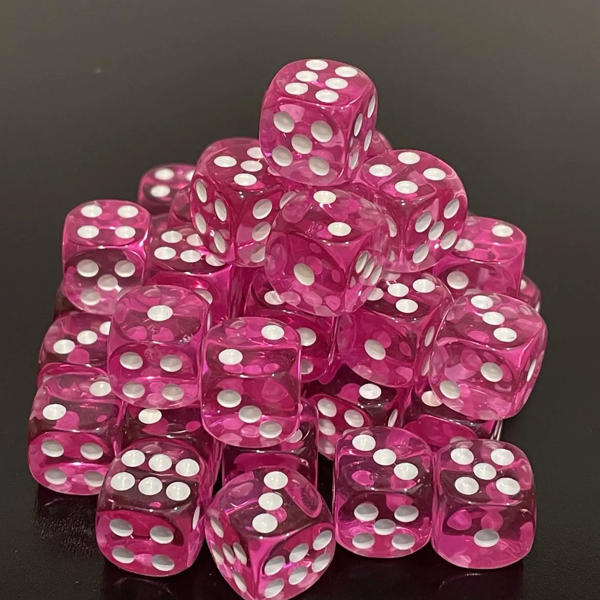 12Mm Dice Transparent Pink (48) 1