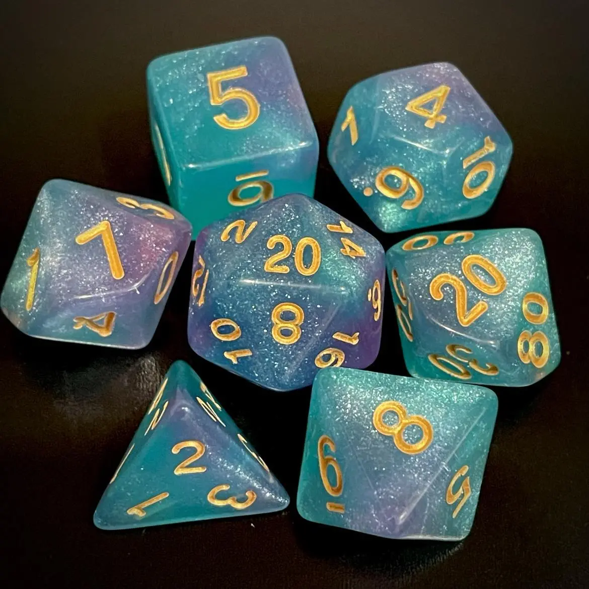 D&D Dice Set - Nebula Aqua/Purple 1