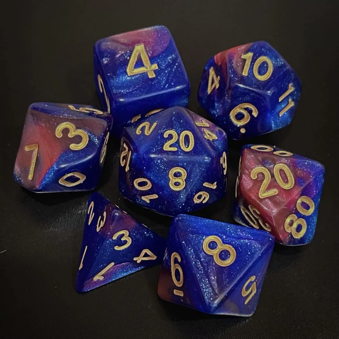 D&D Dice Set - Nebula Dark Blue/Pink 1