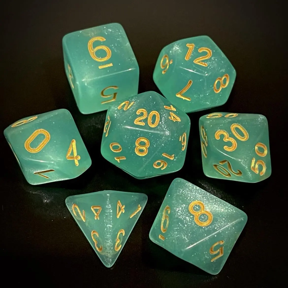 D&D Dice Set - Glitter Aqua 1