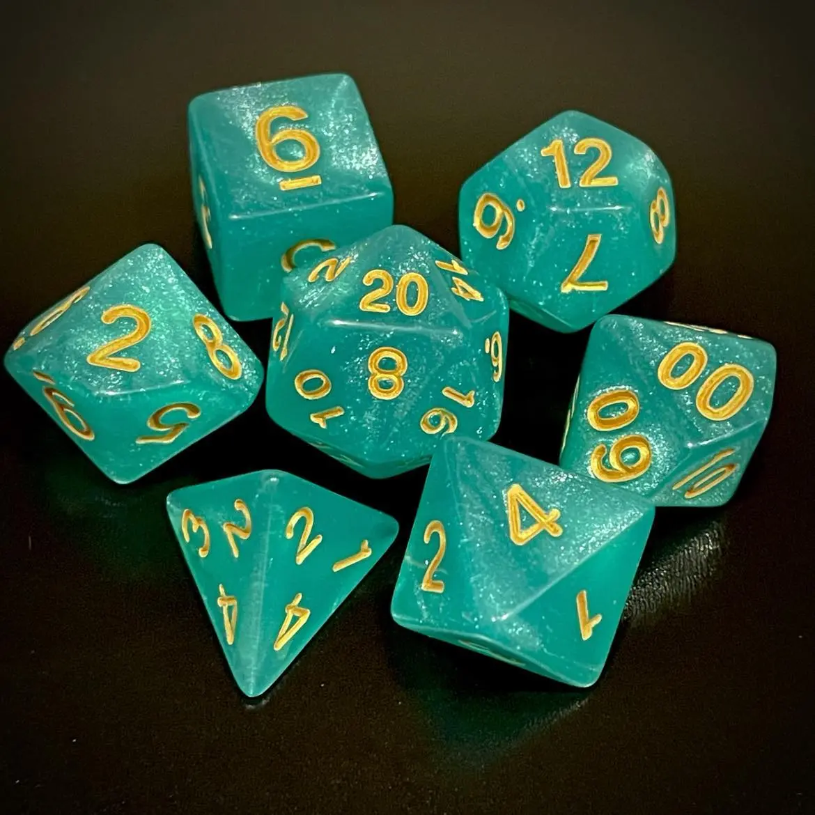 D&D Dice Set - Glitter Turquoise 1