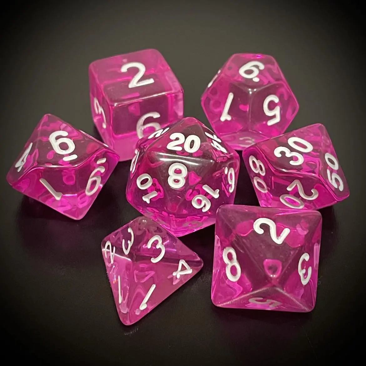 D&D Dice Set - Transparent Magenta 1