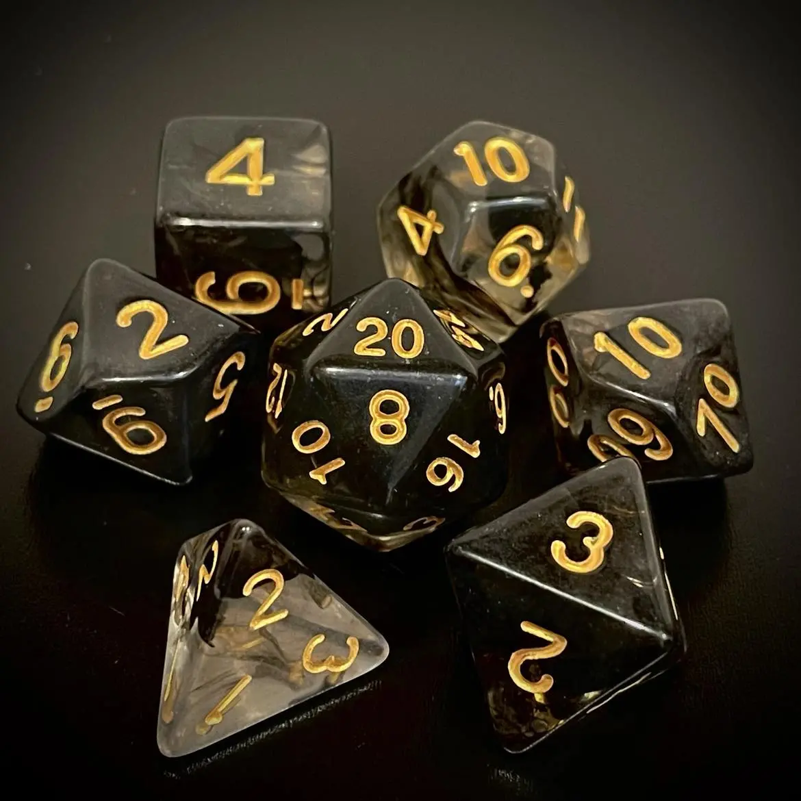 D&D Dice Set - Transparent Swirl Black 1