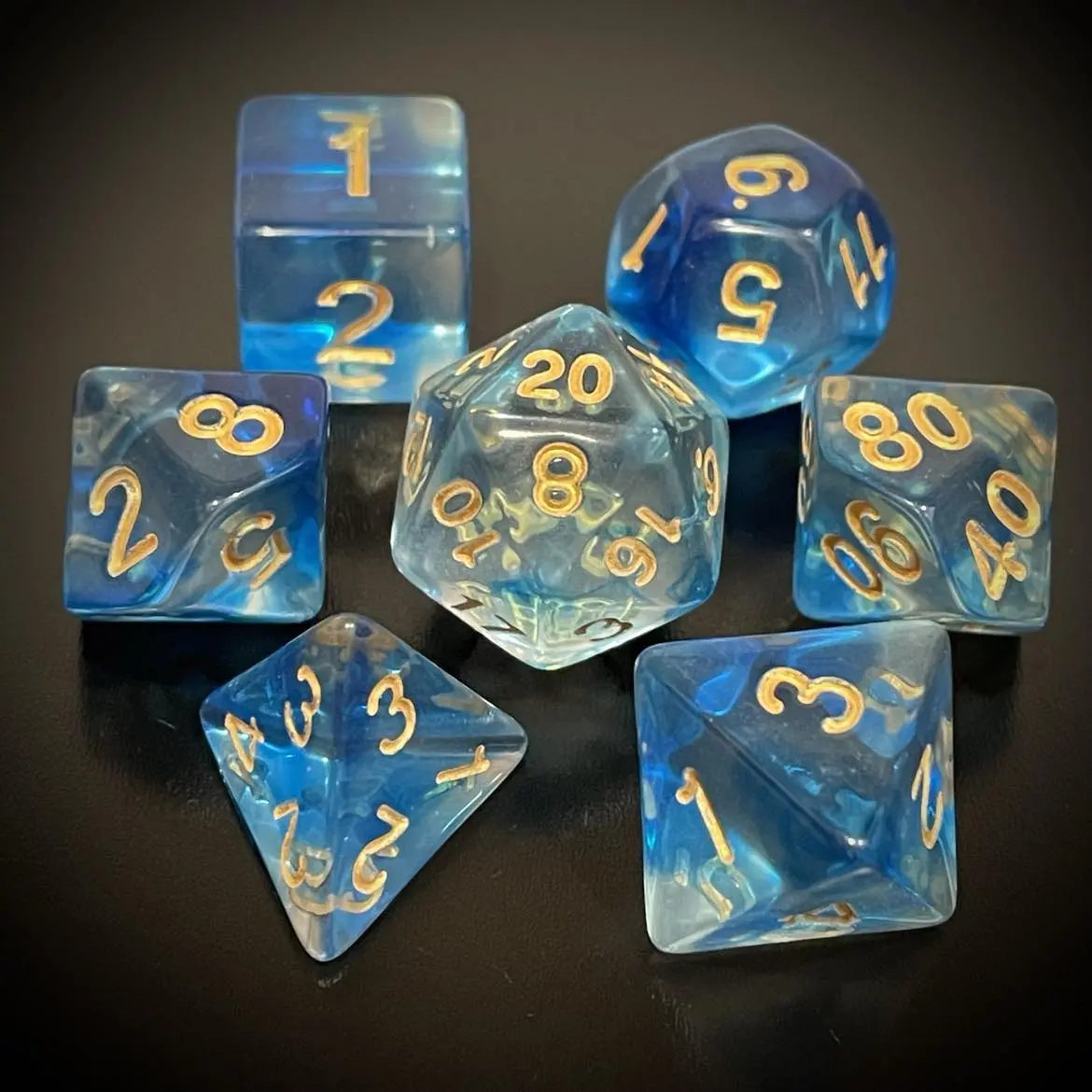 D&D Dice Set - Transparent Swirl Blue 1