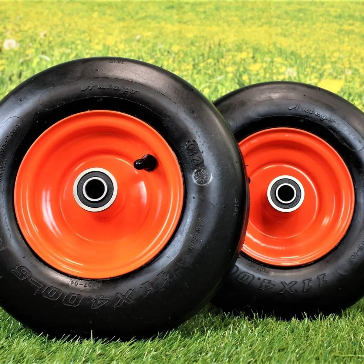 11X4.00-5 Tires & 5.25 Kubota Orange Wheels 4 Ply For Lawn & Garden Mower (Set Of 2) 1