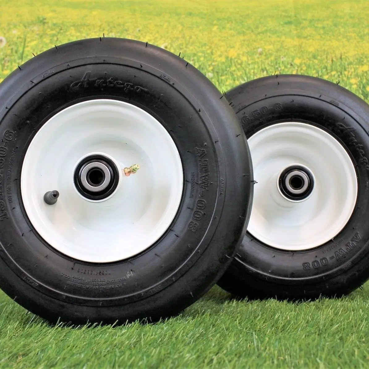 13X6.50-6 4 Ply Smooth With 6X4.5 White Wheel Assembly For Exmark & Toro (Set Of 2) 1
