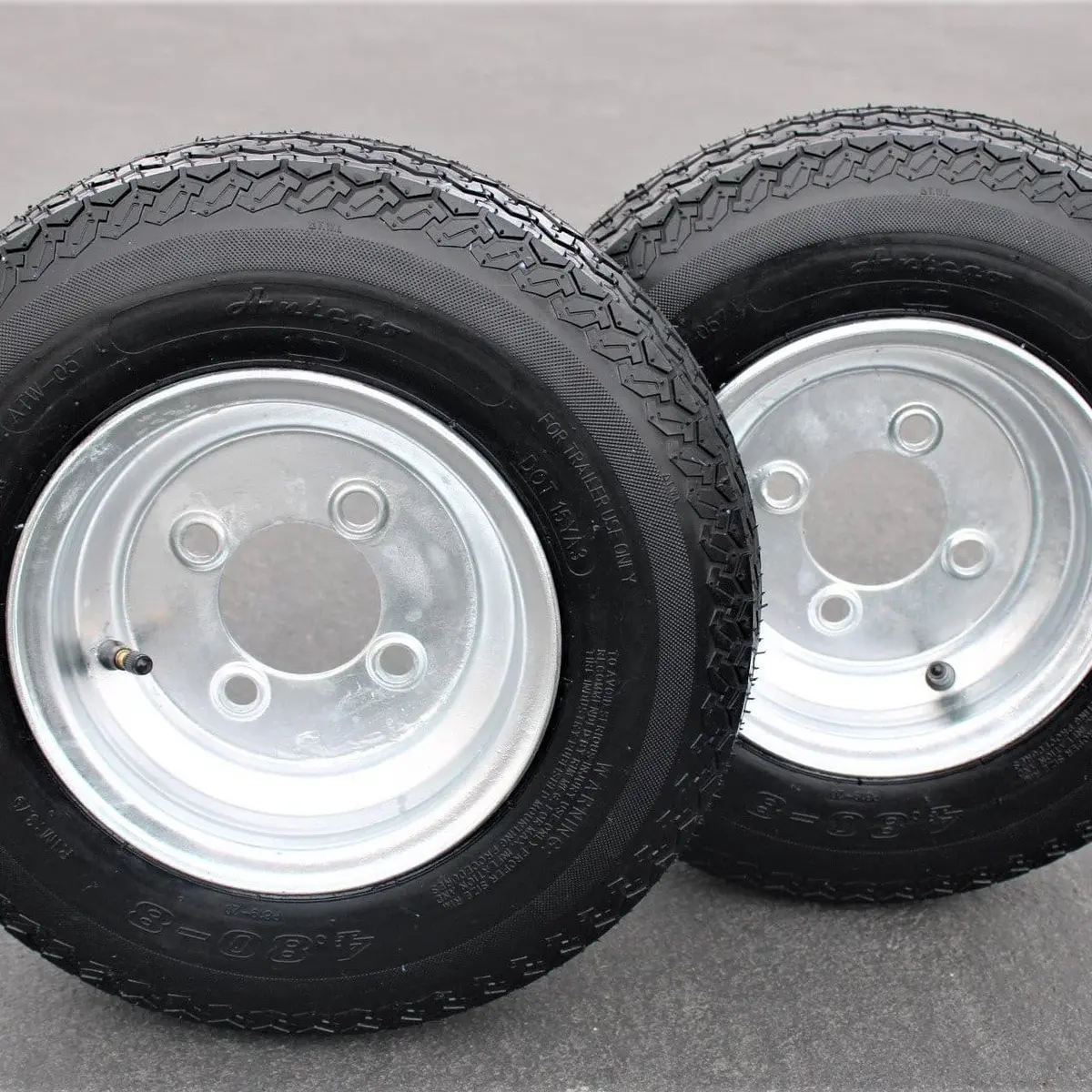 2-Pack Antego Trailer Tire On Rim 480-8 4.80-8 Load C 4 Lug Galvanized Wheel 1