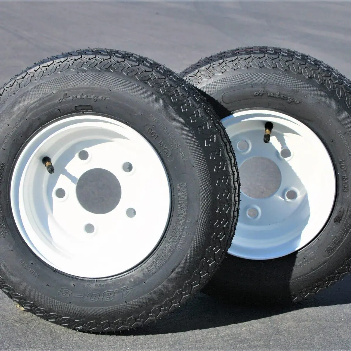 Antego Tire And Wheel Trailer Tires 480-8 4.80-8 4.80X8 4.8-8 With 8" White Rims, Load Range C, 6Pr, Set Of 2 1