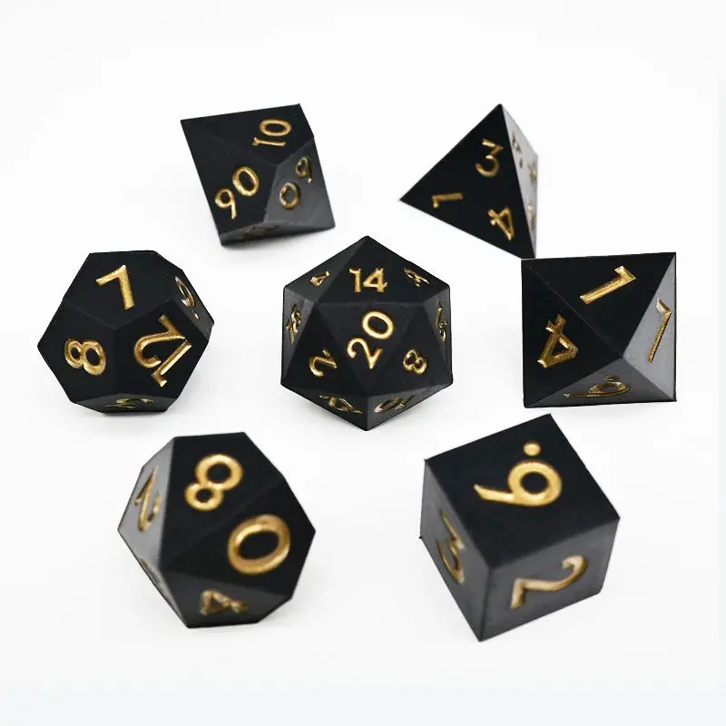 D&D Dice Set Silicone - Black (Gold) 1