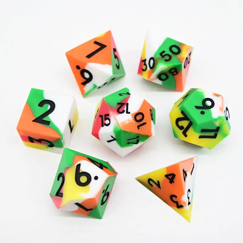 D&D Dice Set Silicone - Citrus Orchard (Black) 1