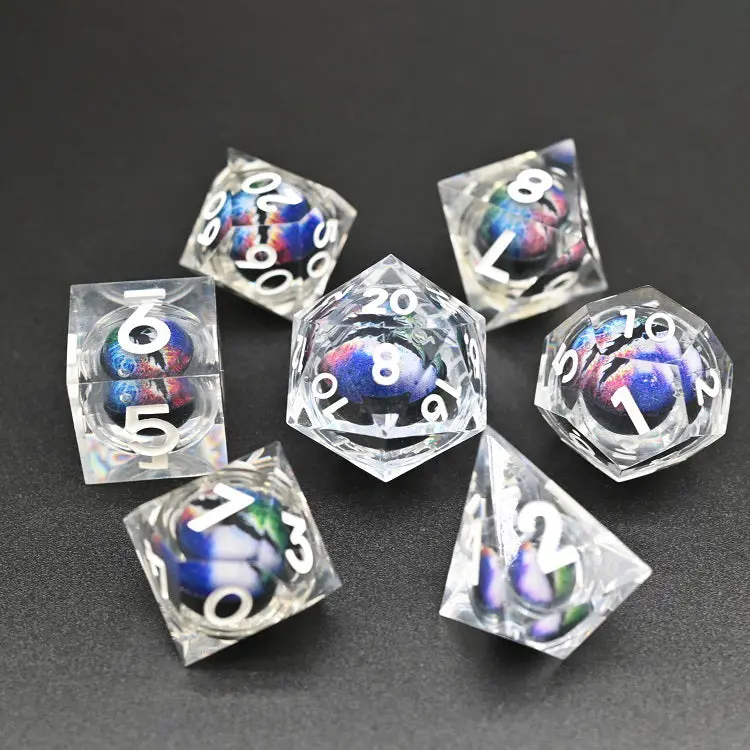 D&D Dice Set Sharp Edge Dragons Eye - Clear Multicoloured (White) 1