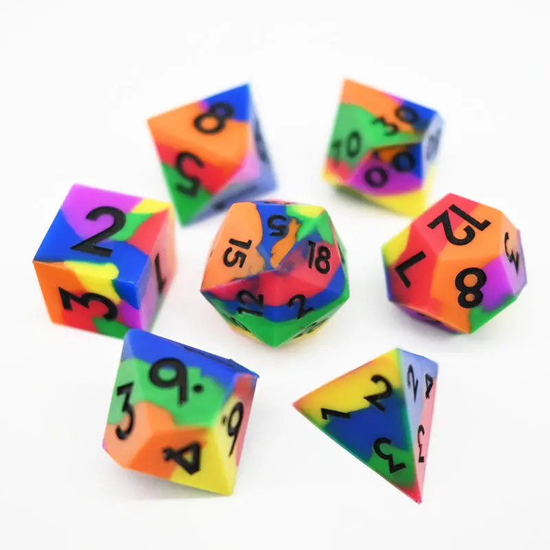 D&D Dice Set Silicone - Colour Burst (Black) 1