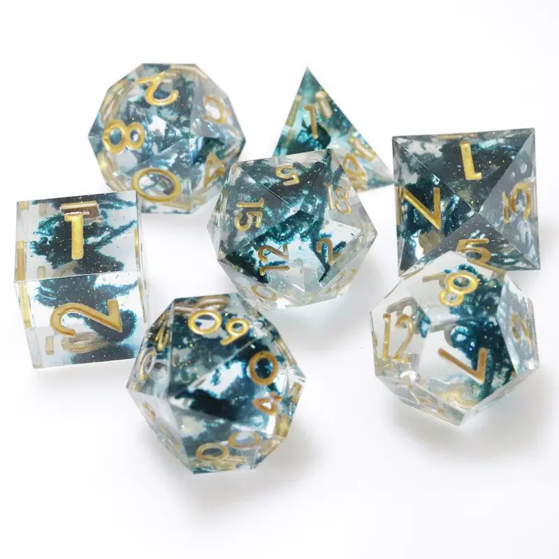 D&D Dice Set Sharp Edge - Dark Moss (Gold) 1