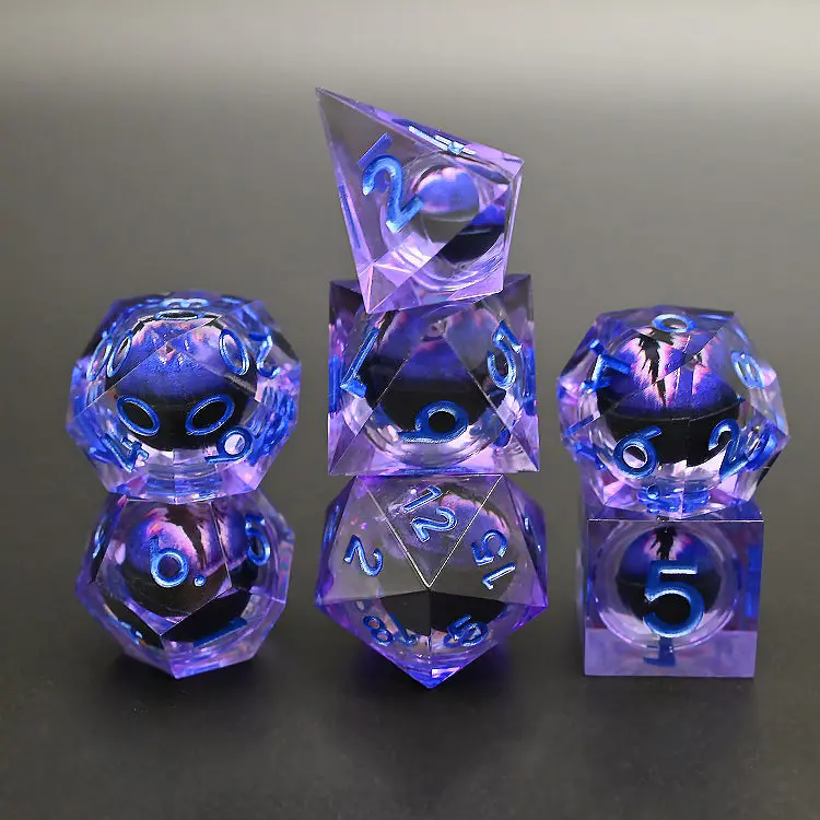 D&D Dice Set Sharp Edge Dragons Eye - Dark Purple (Blue) 1