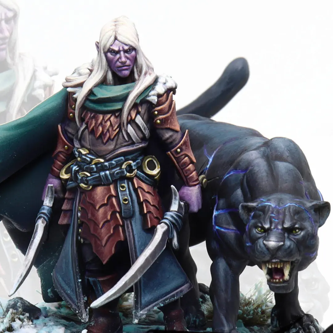 Drow Ranger & Panther D&D Miniature 1