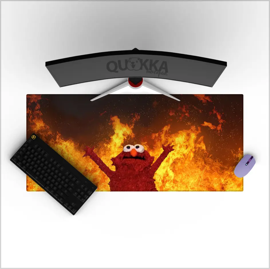 Elmo On Fire - Meme Deskmat Playmat Mousepad 1