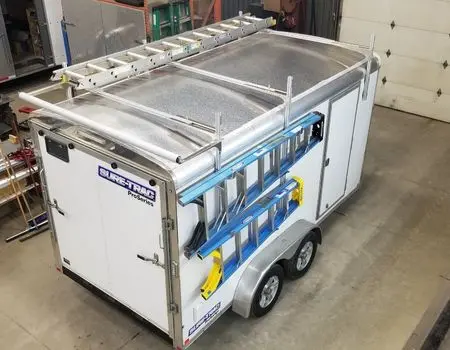 Ladder Rack For Enclosed Trailers Holds 1,500 Pounds On Top + 2 Ladders On 1 Side W/Edge Guard 1