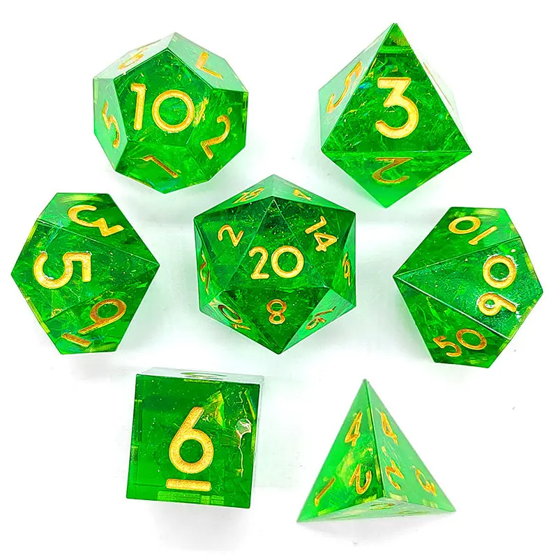 D&D Dice Set Sharp Edge - Leprechaun Green (Gold) 1
